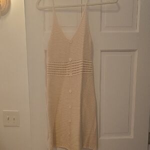 SHEIN Cream Knit Button-Down Dress